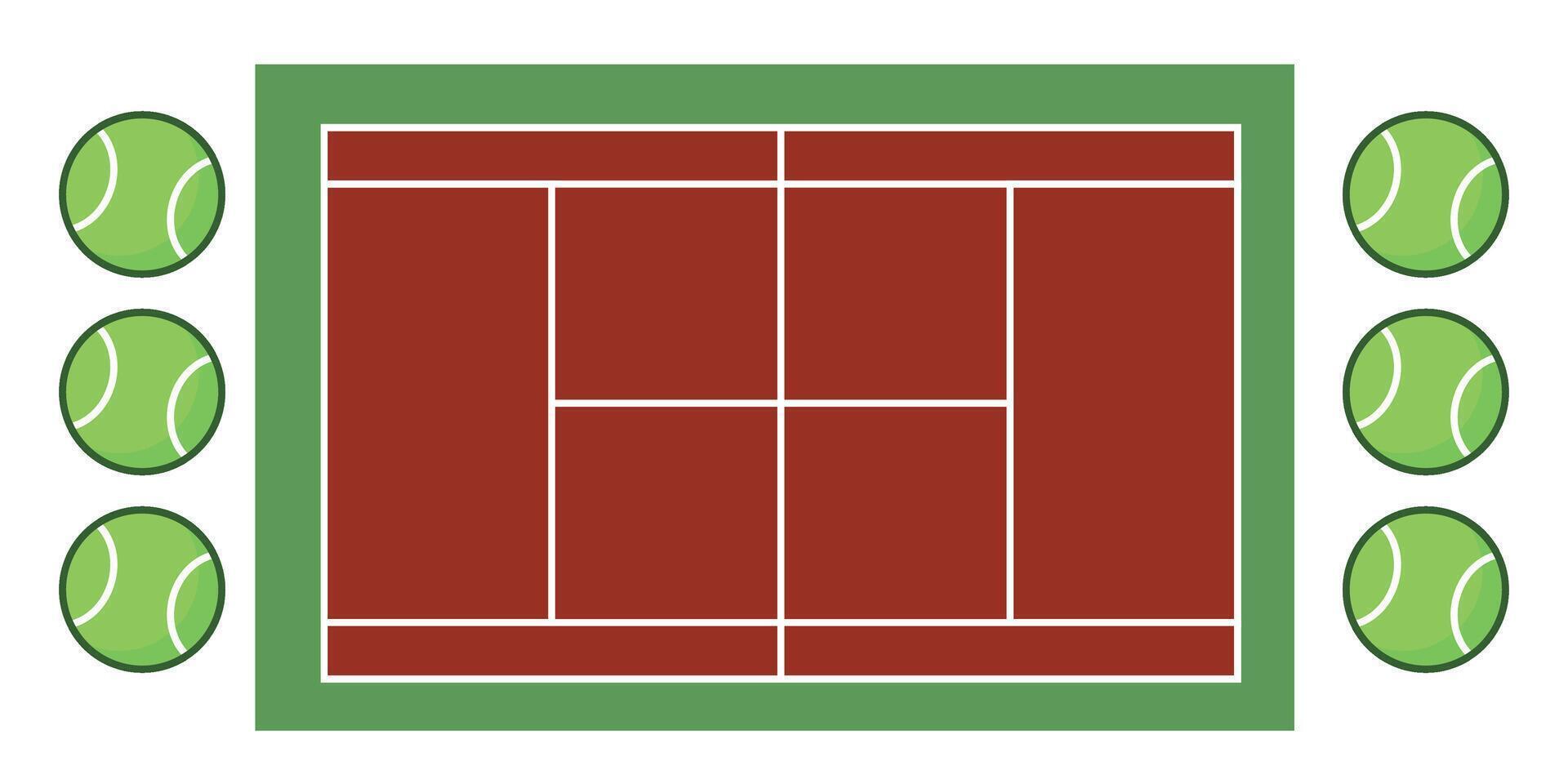tennis court with tennis balls on the side vector