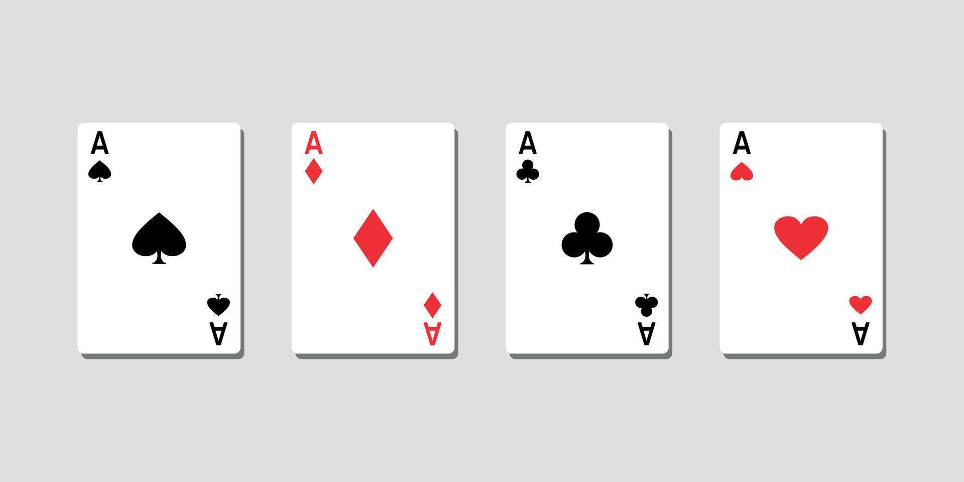 A collection of four ace playing cards. vector