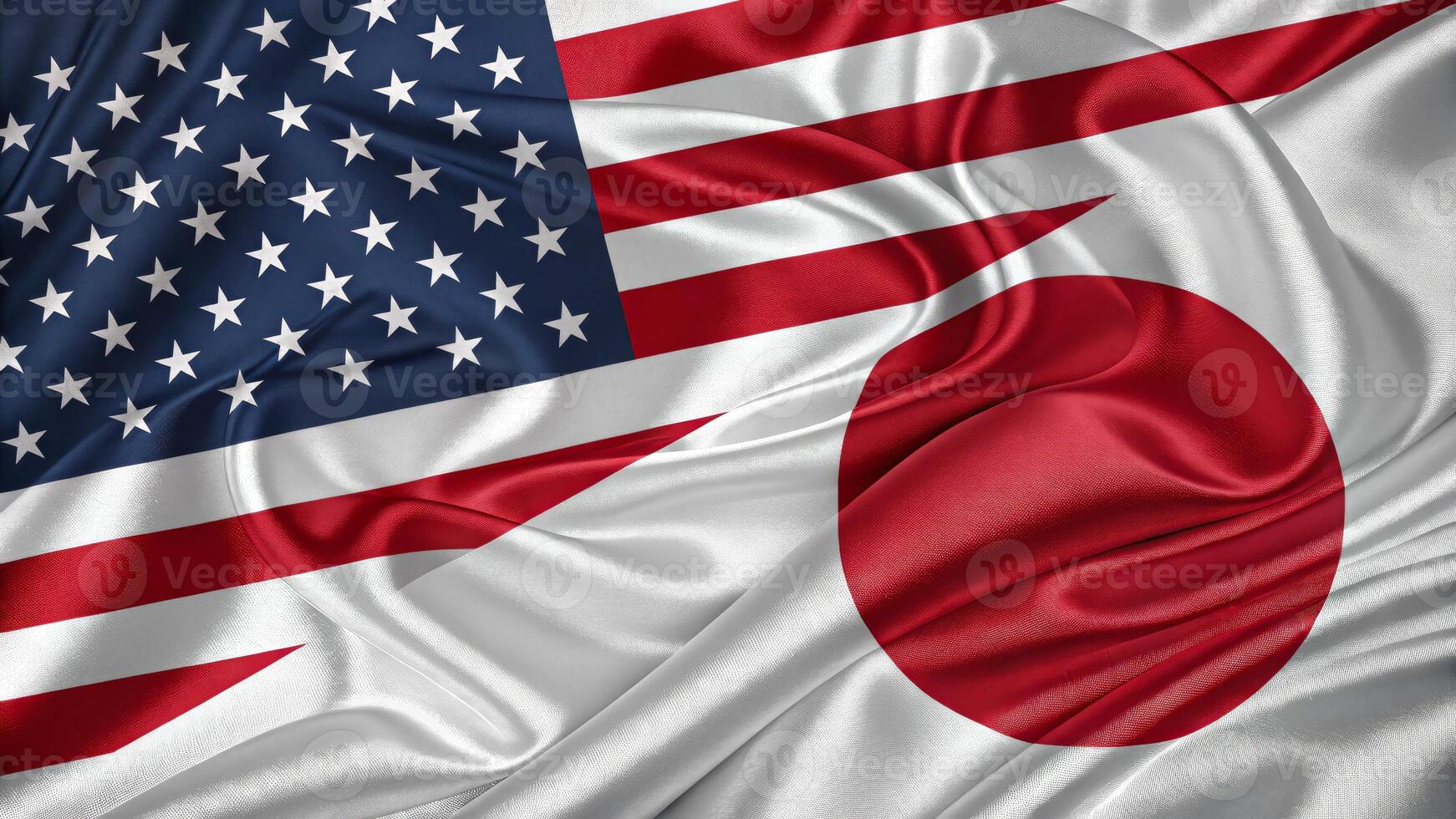 Waving Flags of the United States and Japan Together photo