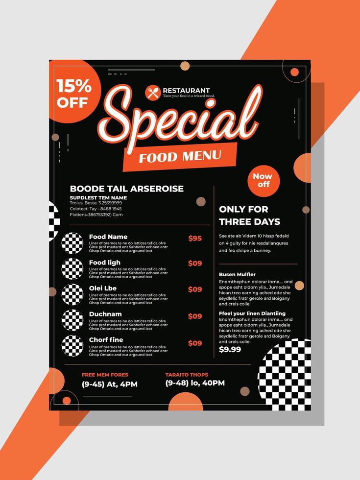 Special Food Menu Social Media Post Template Editable Restaurant Menu vector
