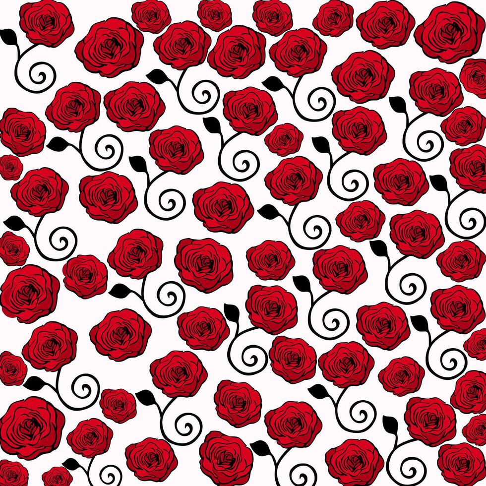 Beauty Seamless Red Rose Flowers vector