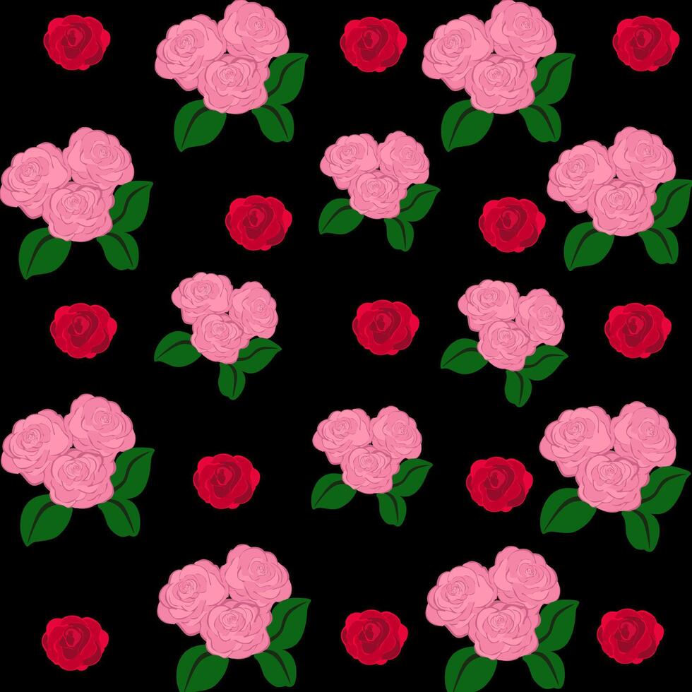 Beauty Seamless Pattern Vintage Red and Pink Roses vector