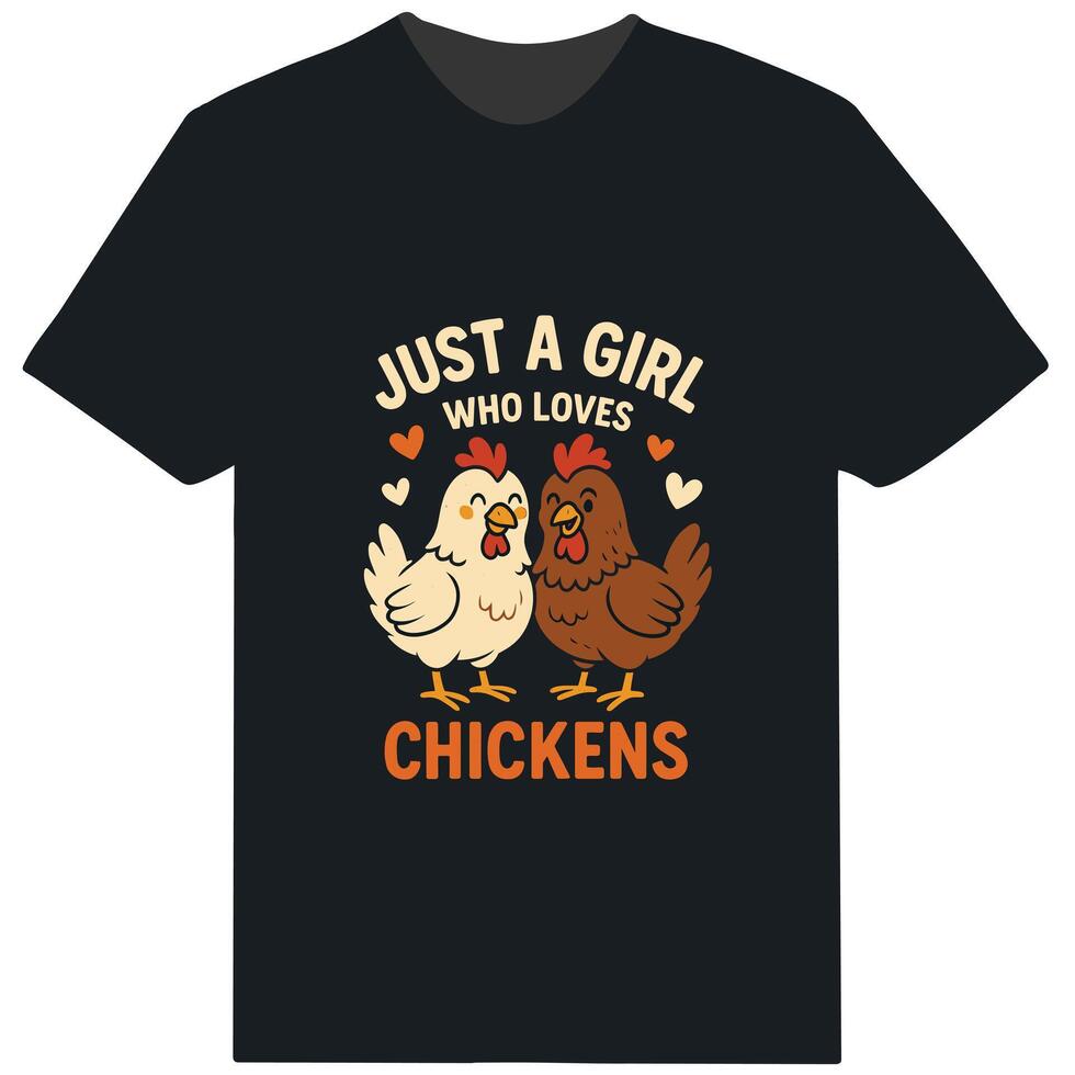 Just a Girl Who Loves Chickens Cute Chicken Lover T Shirt vector
