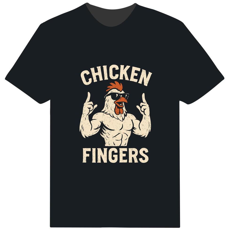 Chicken Fingers Funny Muscle Chicken T Shirt vector