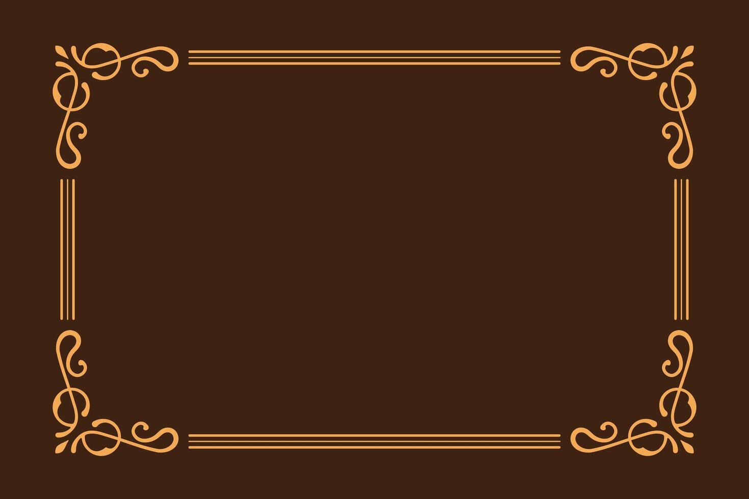 an ornate frame with a gold border on a brown background vector
