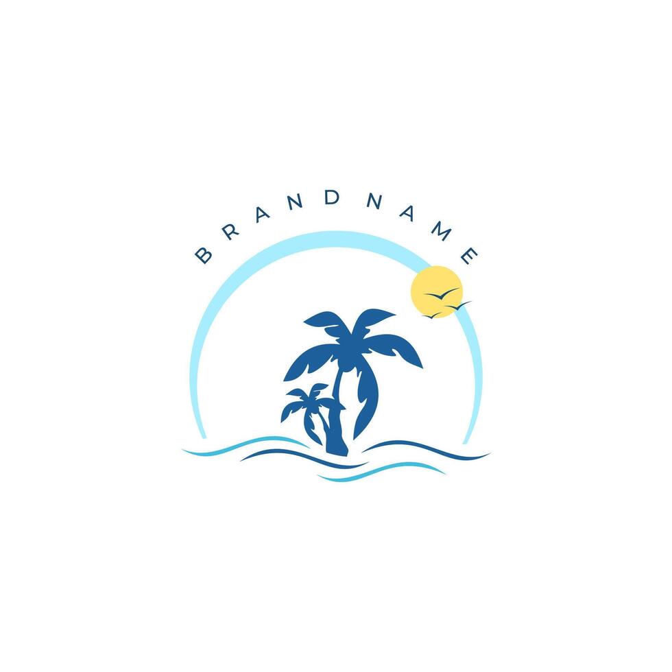 Beach logo template vector