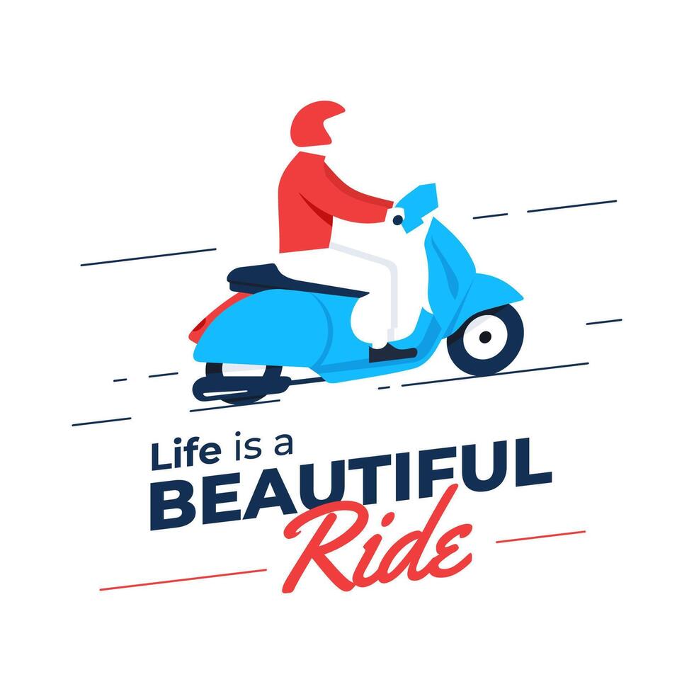 Ride Vespa Illustration template vector