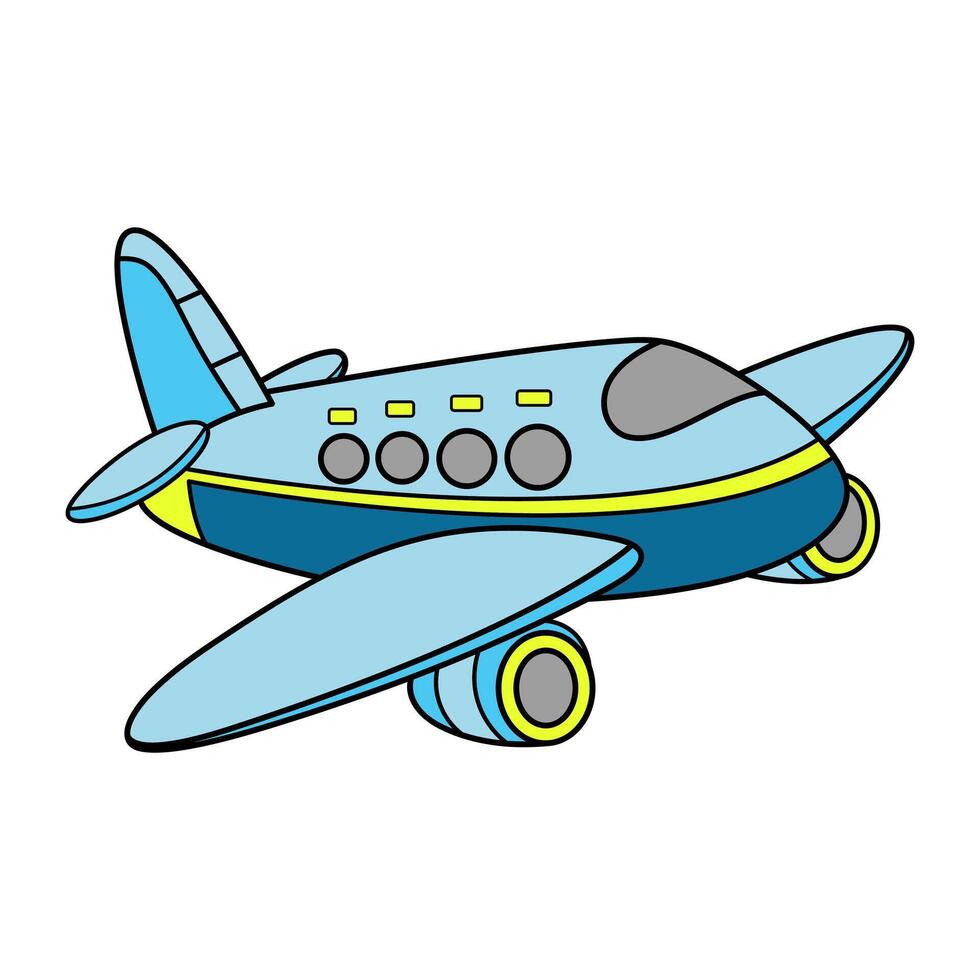 Cute Blue Cartoon Airplane. A cartoon style blue airplane with a friendly and simple design. vector