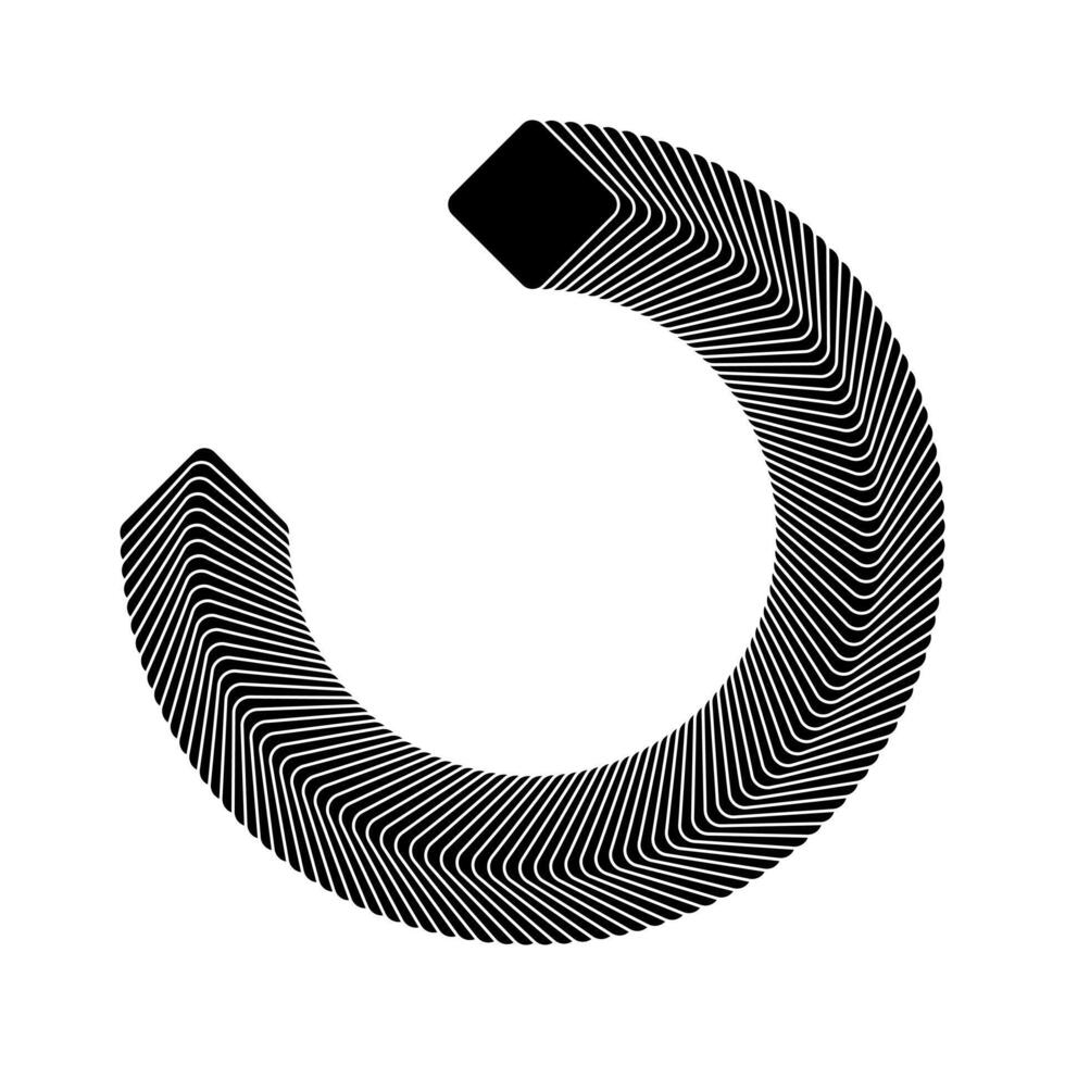 Curved Geometric Pattern Illustration. A semi-circular pattern composed of parallel, overlapping lines arranged in a rhythmic, curved design. vector