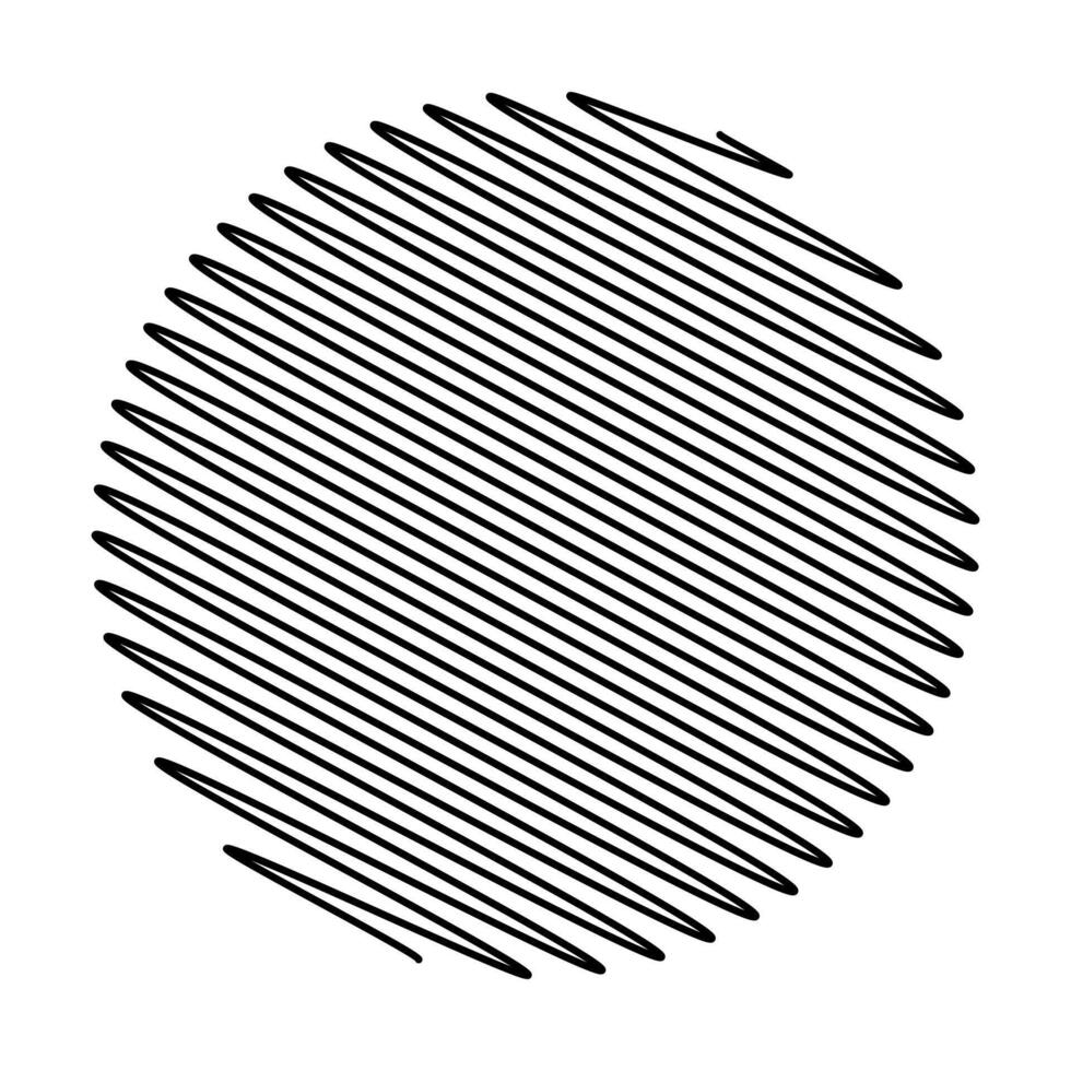 Circular Striped Pattern Illustration. This is a black and white illustration of a circle filled with diagonal parallel lines. vector