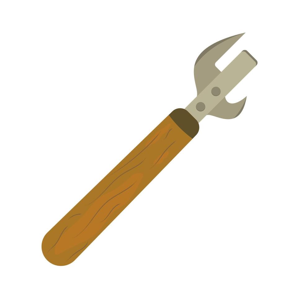 Vintage Can Opener with Wooden Handle Illustration. A detailed and realistic depiction of a vintage style can opener. vector