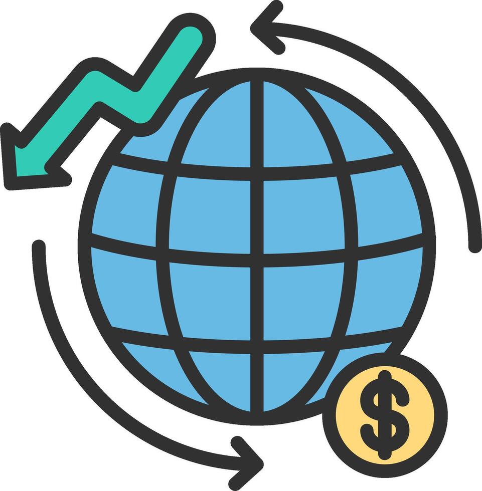 Global Economy Outlined Line Artwork vector
