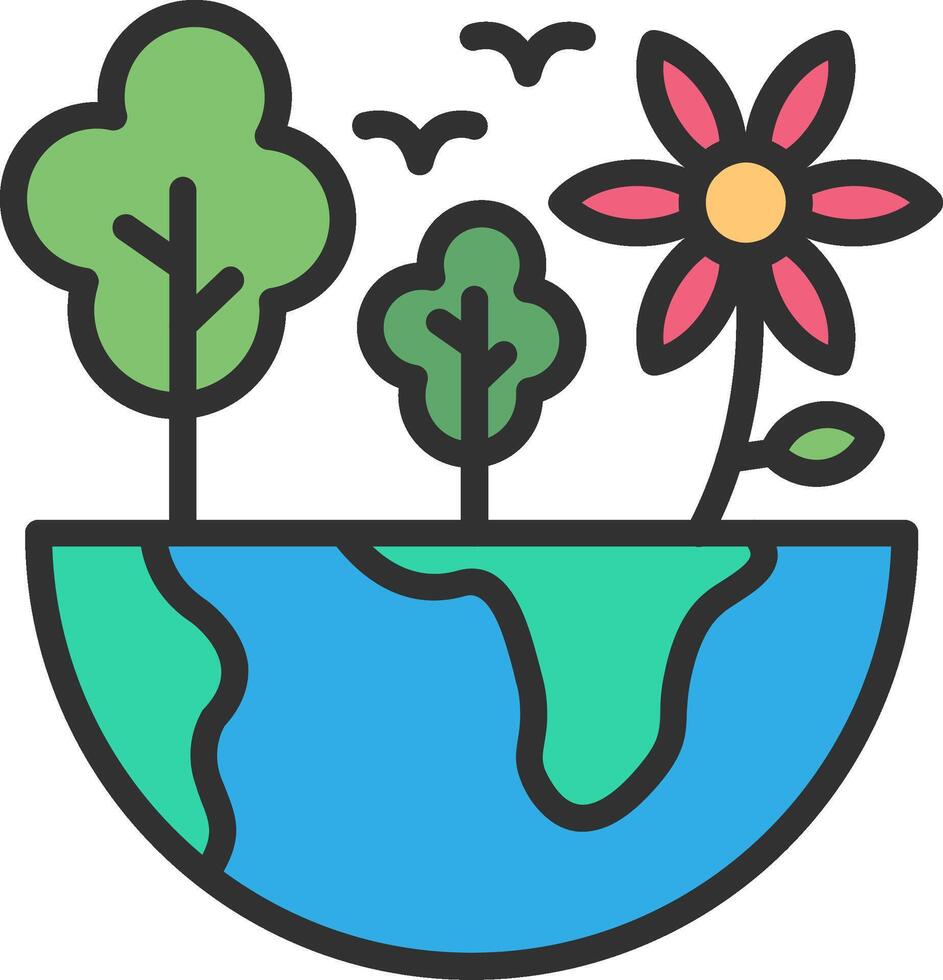 Eco Erath Thin Graphic Shape vector