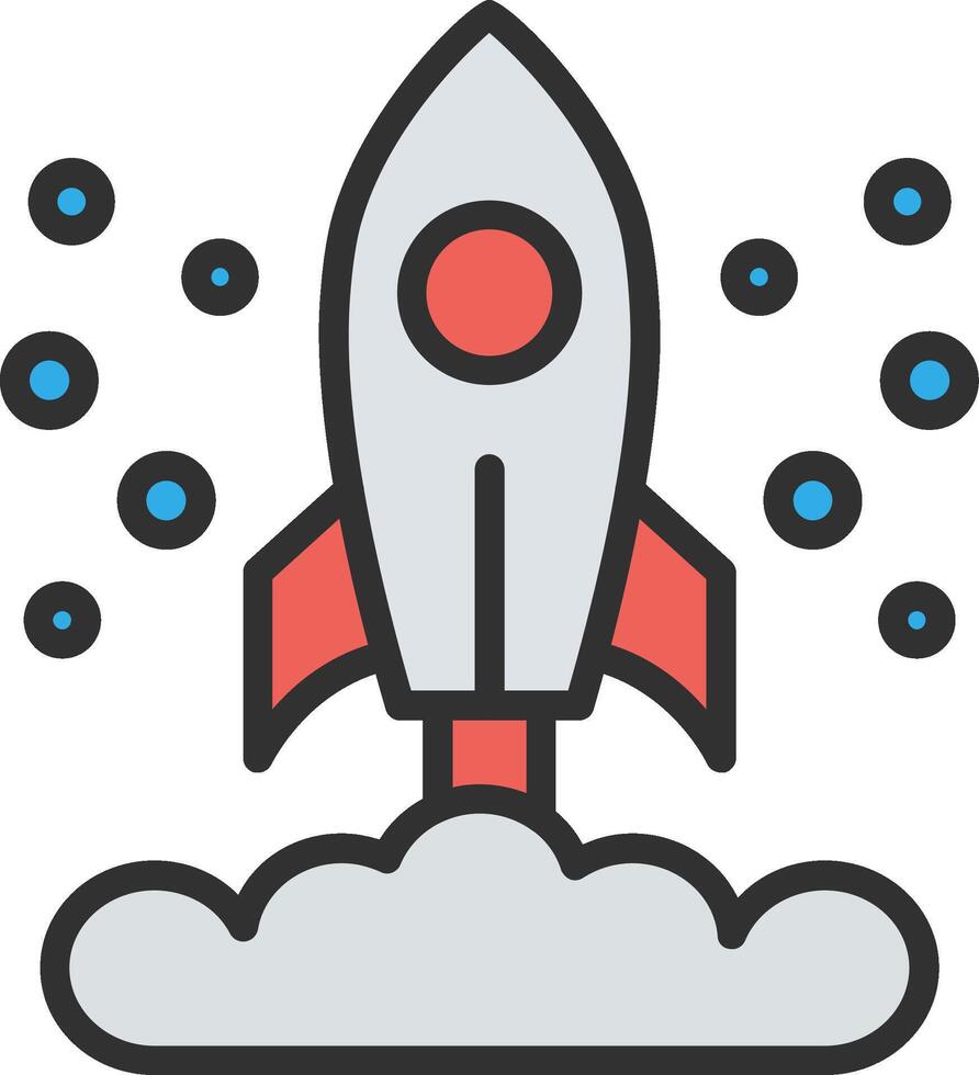 Rocket Launch Flat Design Piece vector
