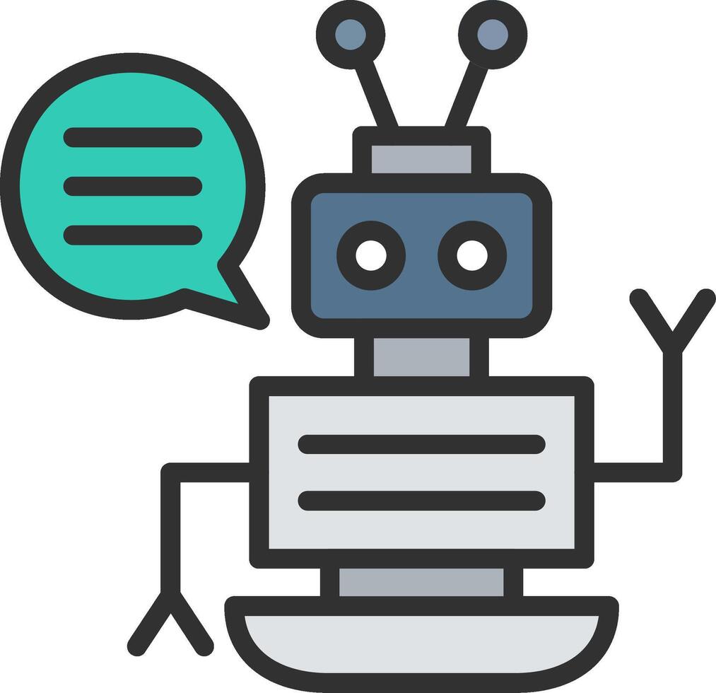Robot Assistant Iconic Line Form vector