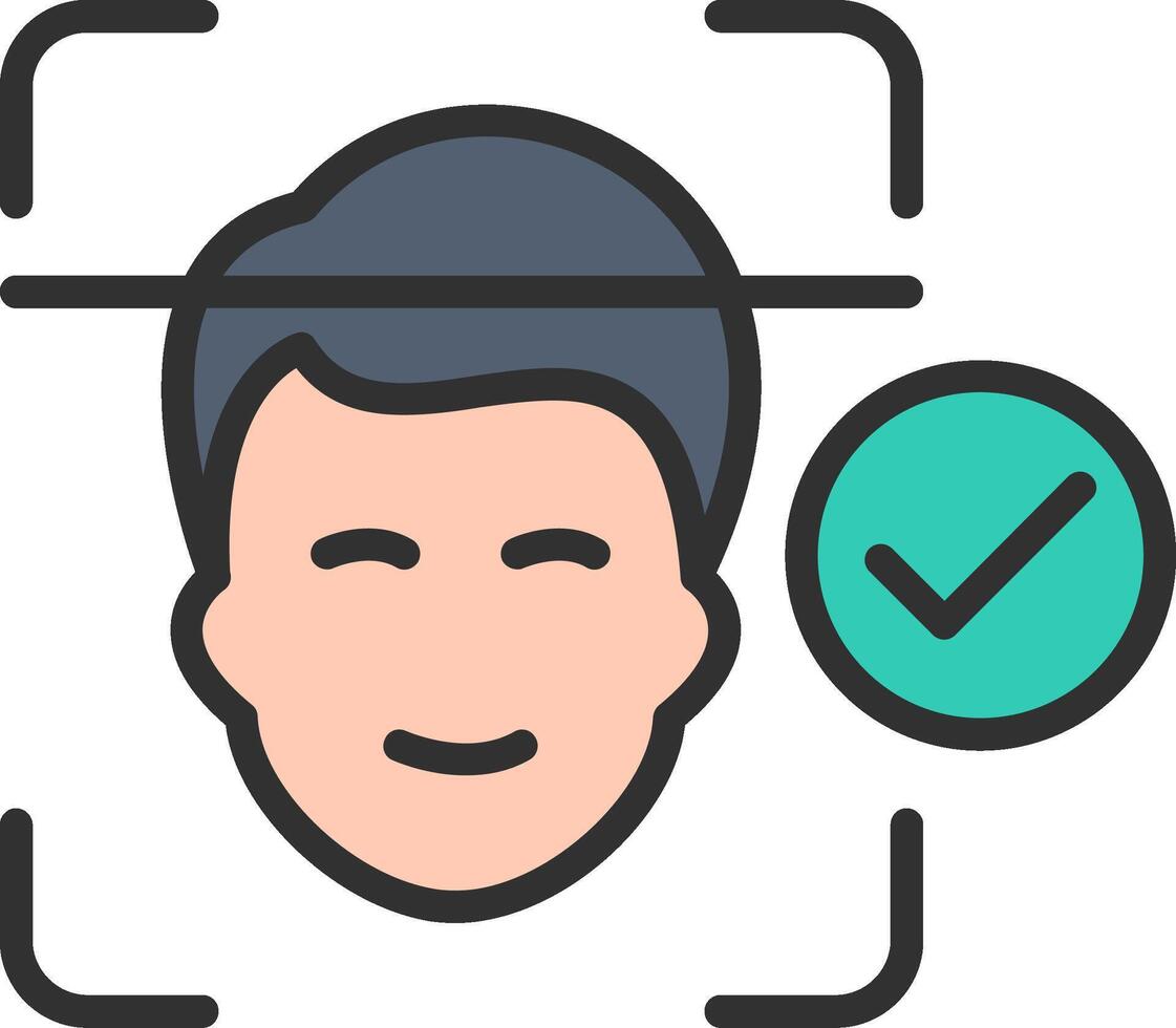 Face Id Digital Outline Piece vector