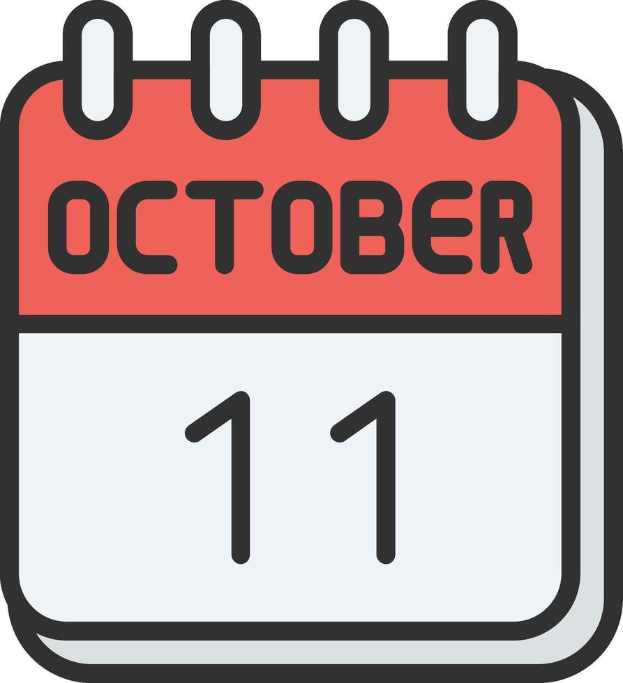 11 October Flat Design Piece vector