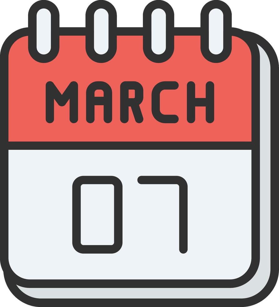 7 March Crisp Outline Artwork vector