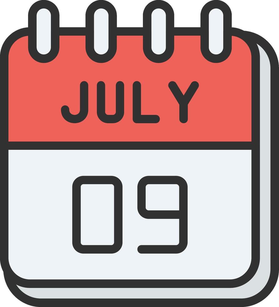 9 July Monochrome Line Graphic vector