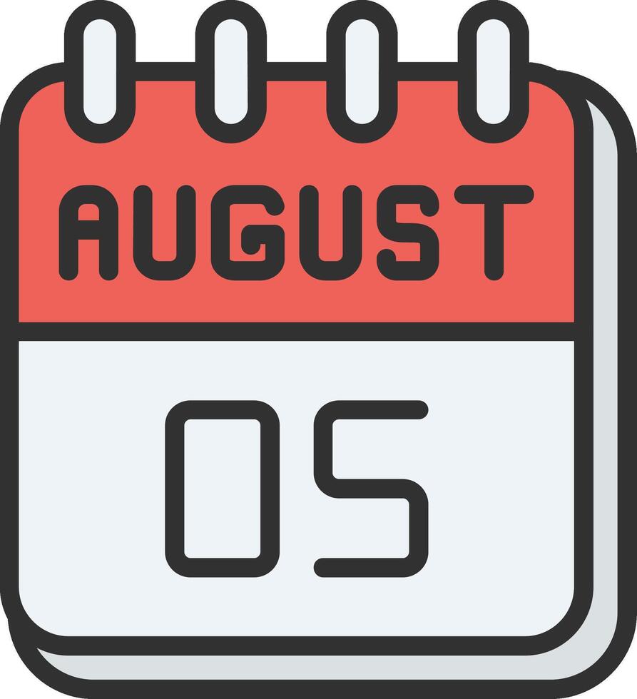 5 August Sharp Line Mark vector