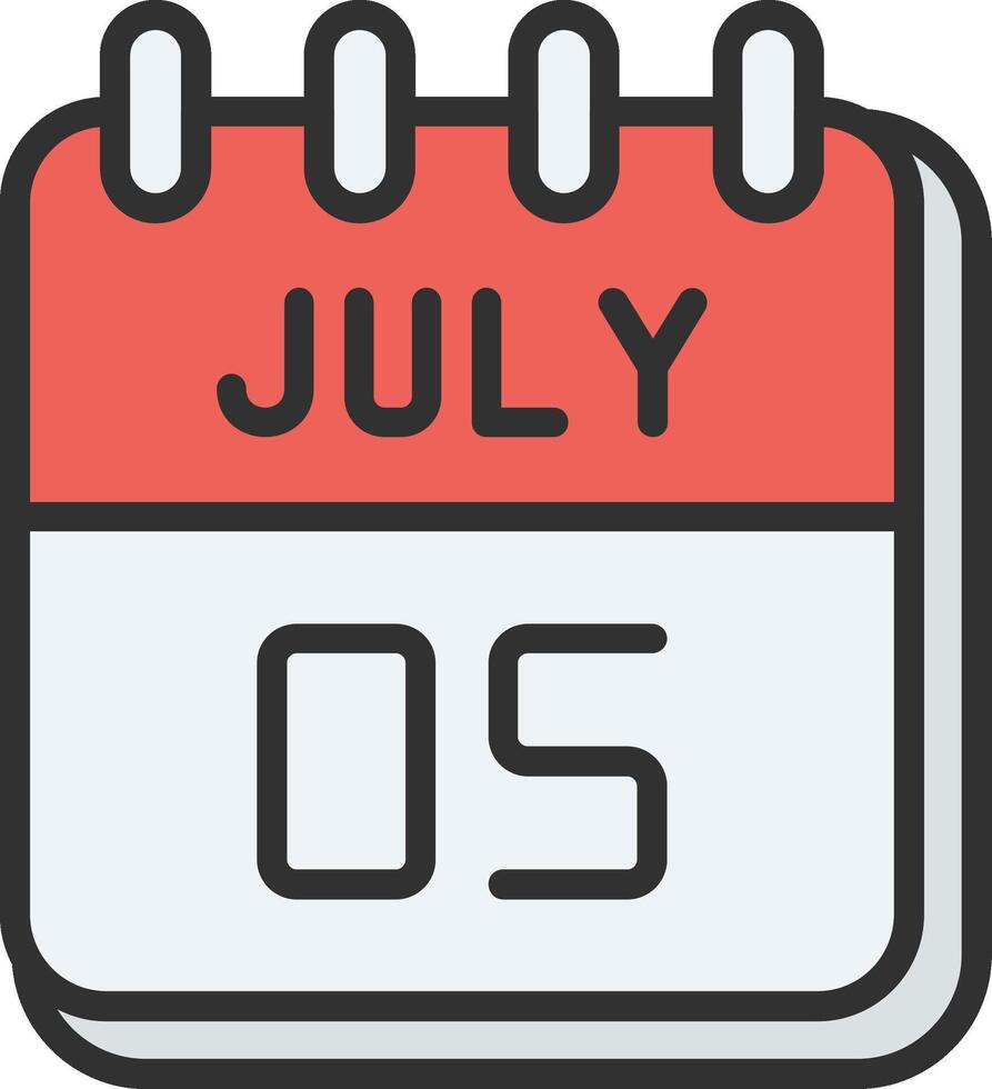 5 July Thin Graphic Shape vector