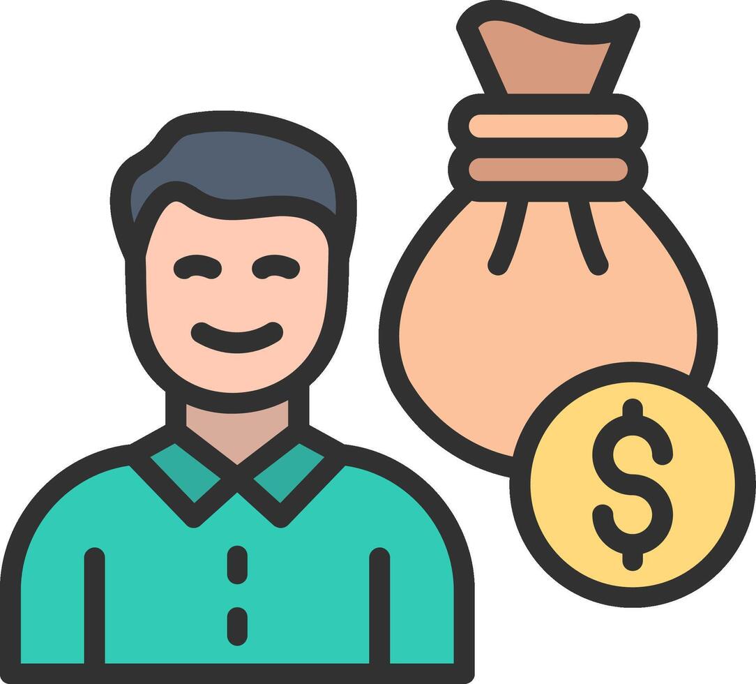 Income Iconic Line Form vector