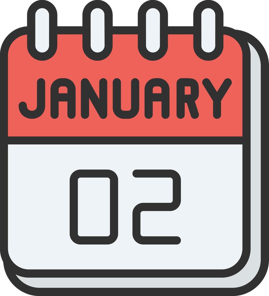 2 January Dark Mode Symbol vector