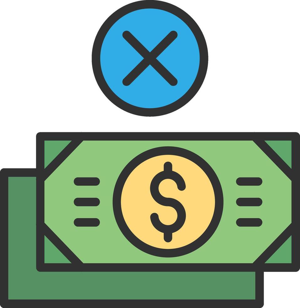 No Money Outlined Line Artwork vector
