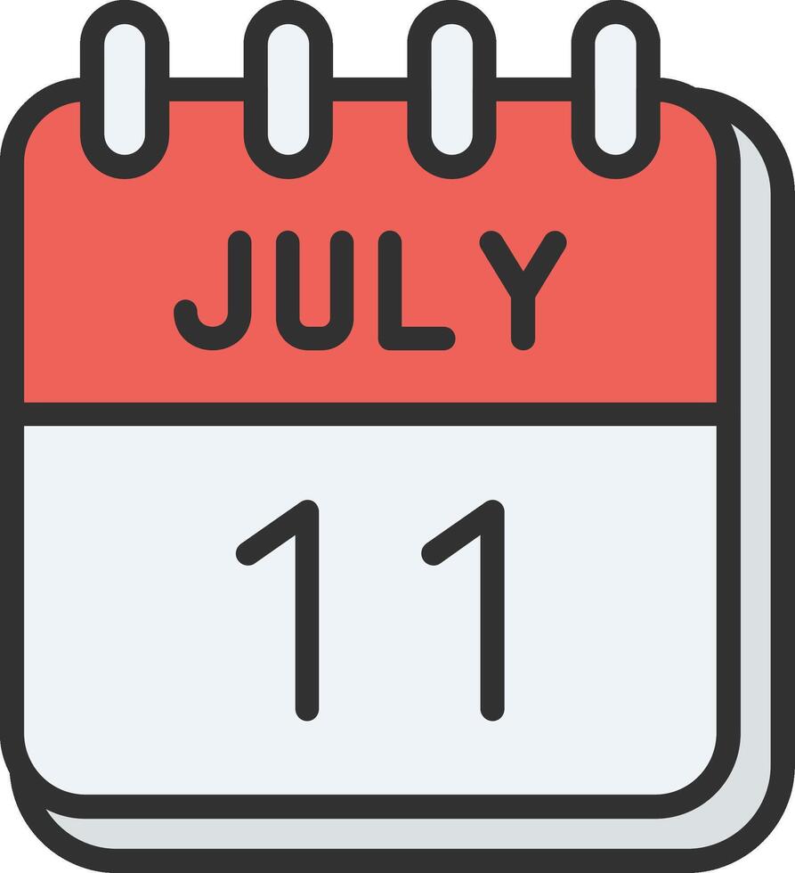 11 July Stylized Flat Drawing vector