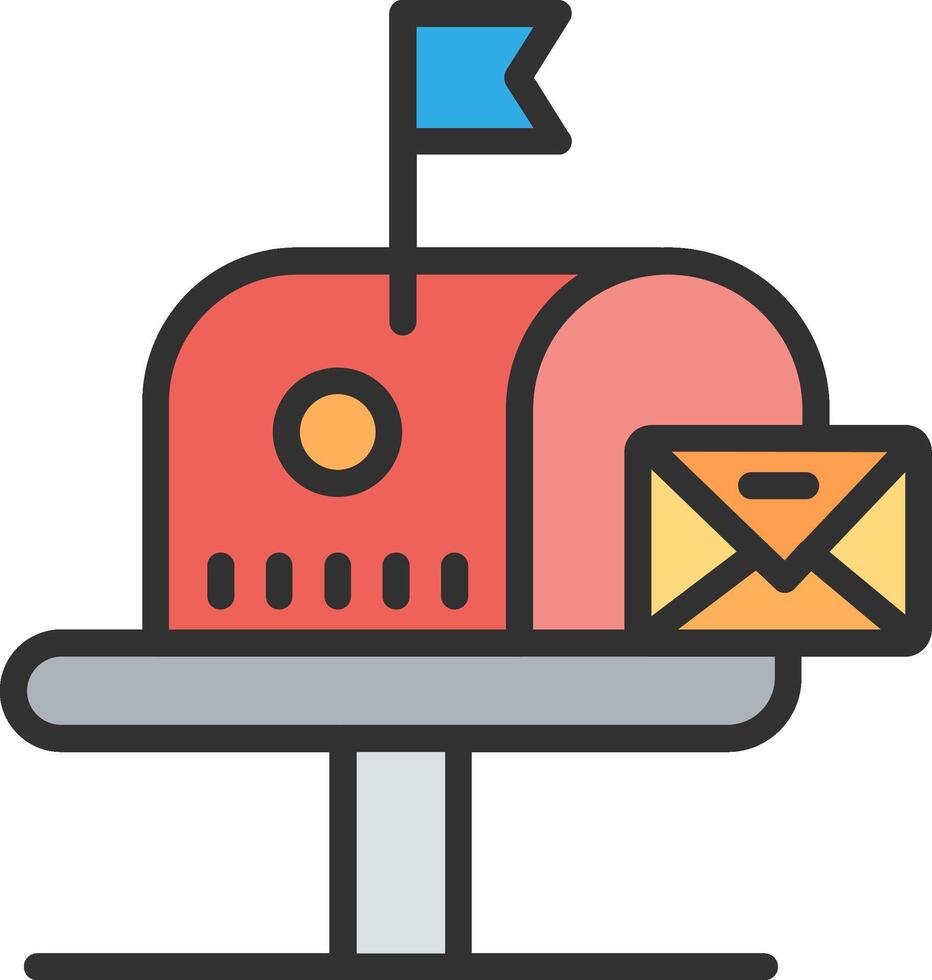 Mail Box Iconic Line Form vector