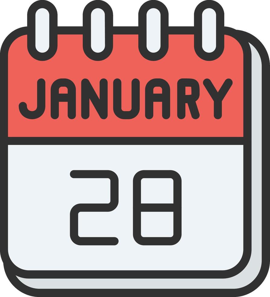 28 January Stylized Flat Drawing vector