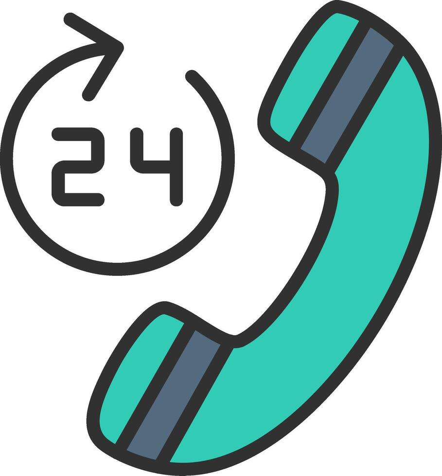 24 Hours Interface Line Graphic vector