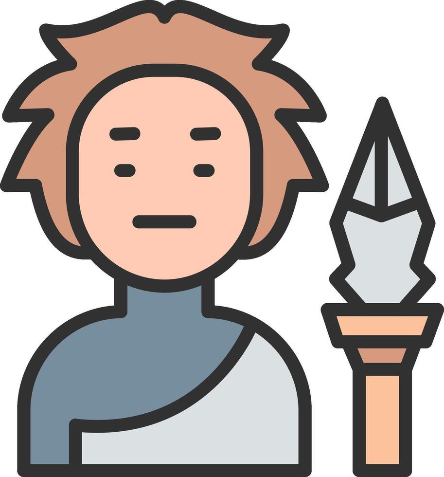 Hunter Male Monochrome Line Graphic vector