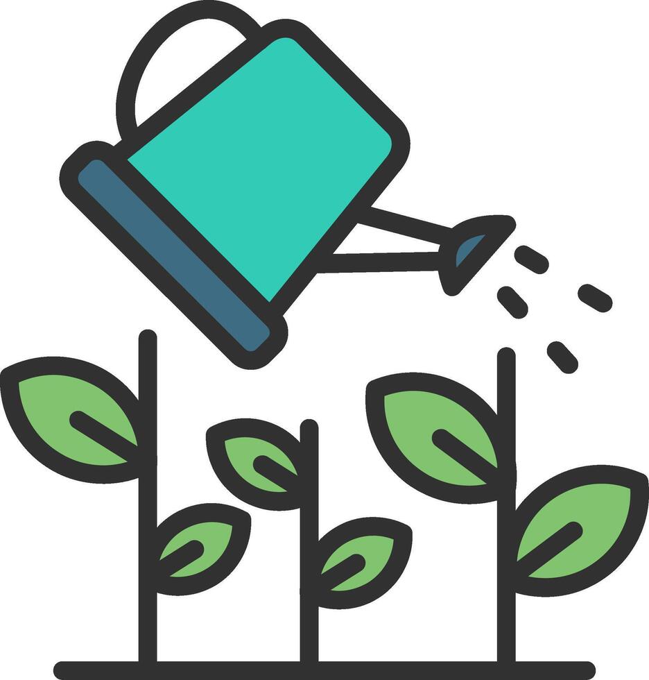 Watering Plants Color Stroke Symbol vector