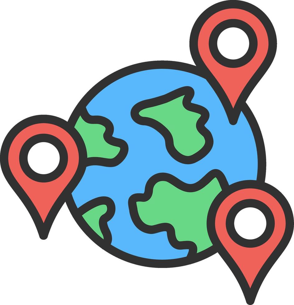 Global Location Digital Outline Piece vector