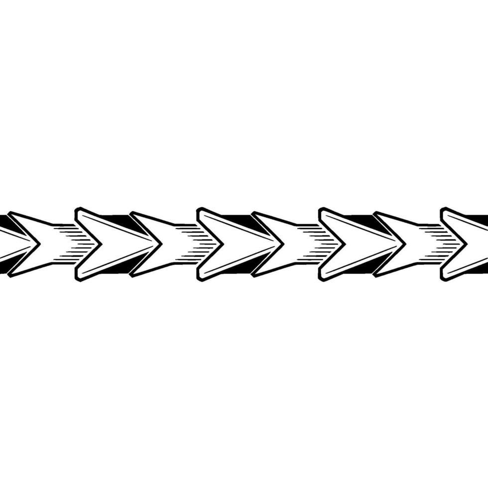 Geometric Arrow Chain on White Background. vector