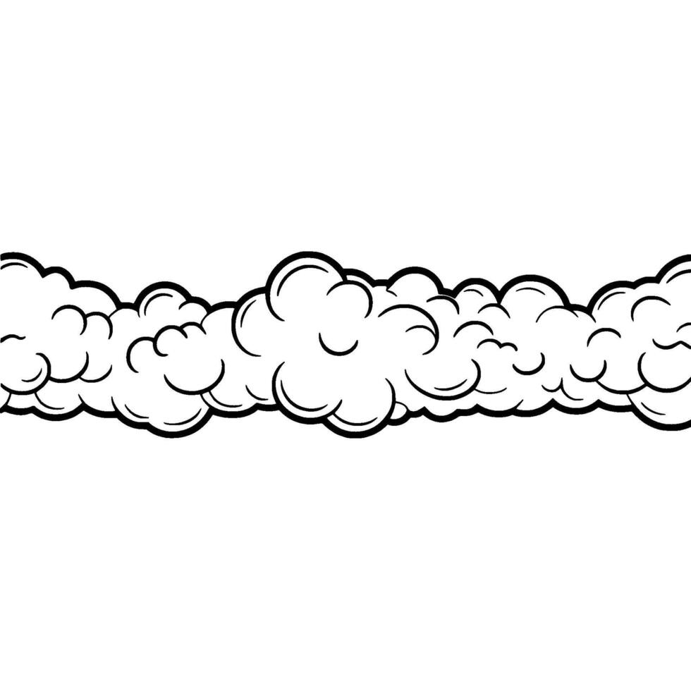 Cartoon Cloud Stream Border on White Background. vector