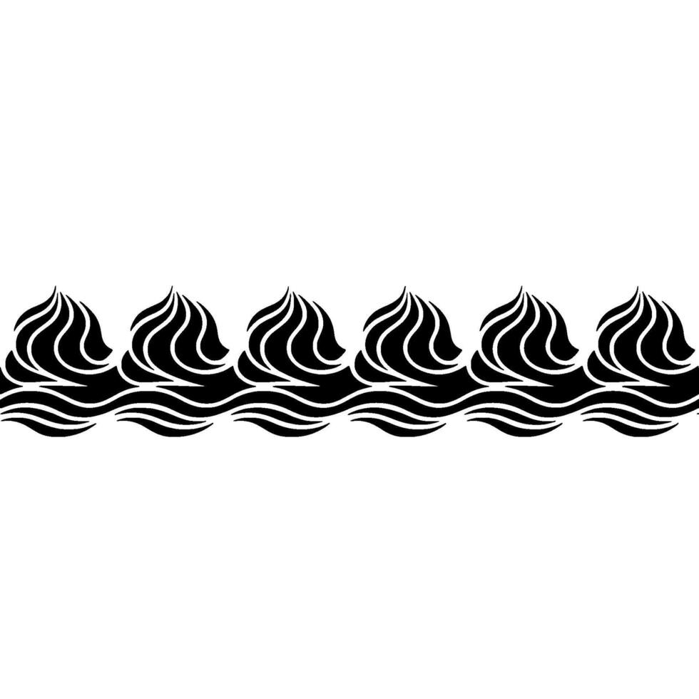 Decorative Black White Border Swirls Waves. vector
