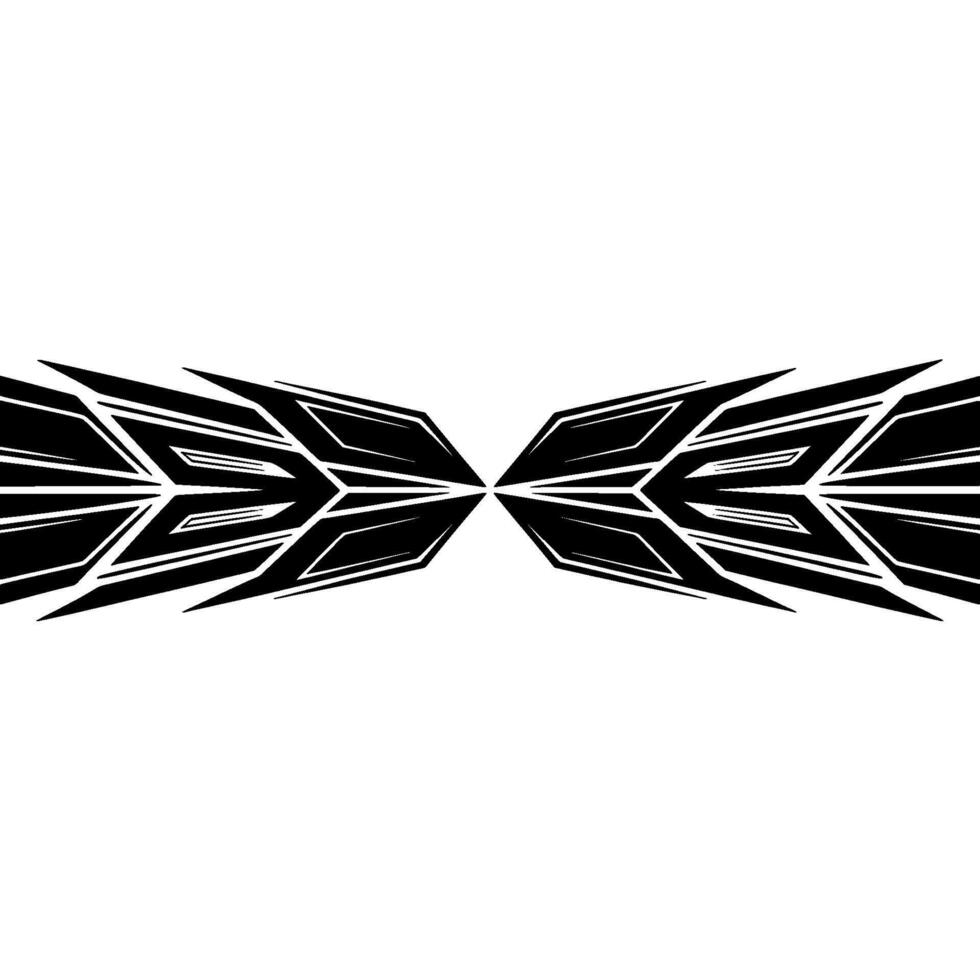Geometric Abstract Black Ornament on White, Symmetrical. vector