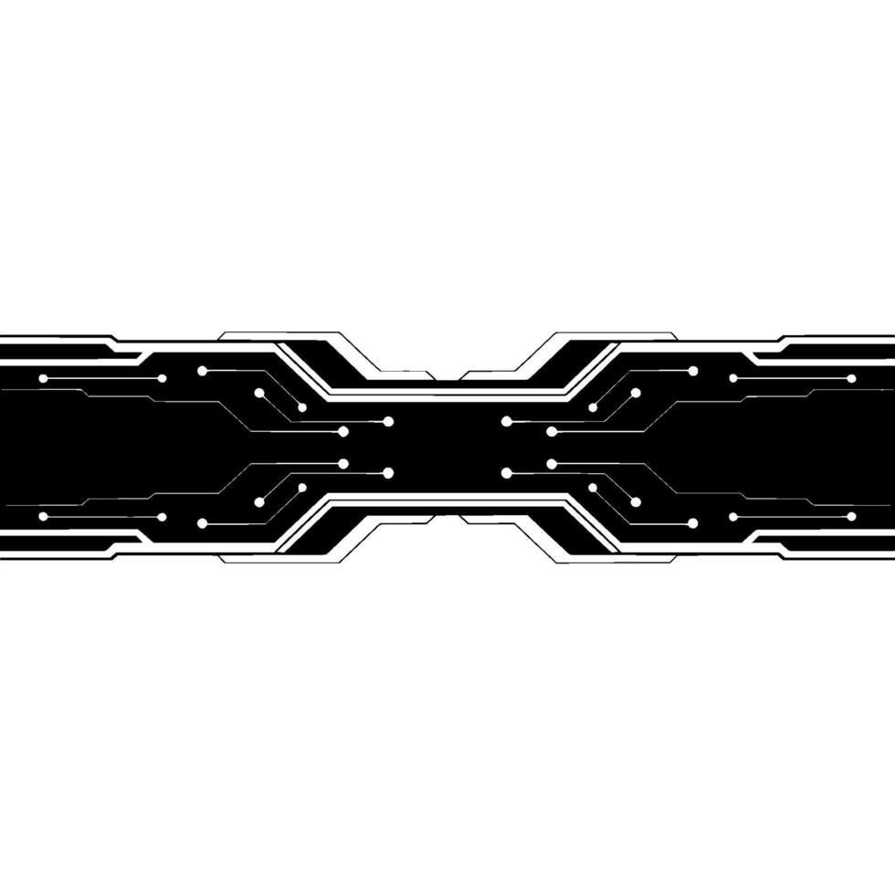 Futuristic Circuit Board Banner Black White Tech. vector