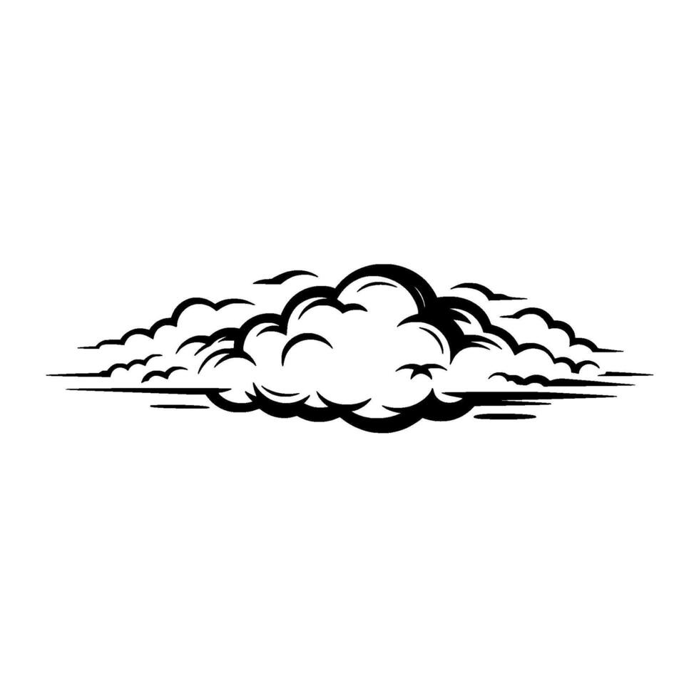 Comic Book Style Cloud Burst, Black and White Illustration. vector