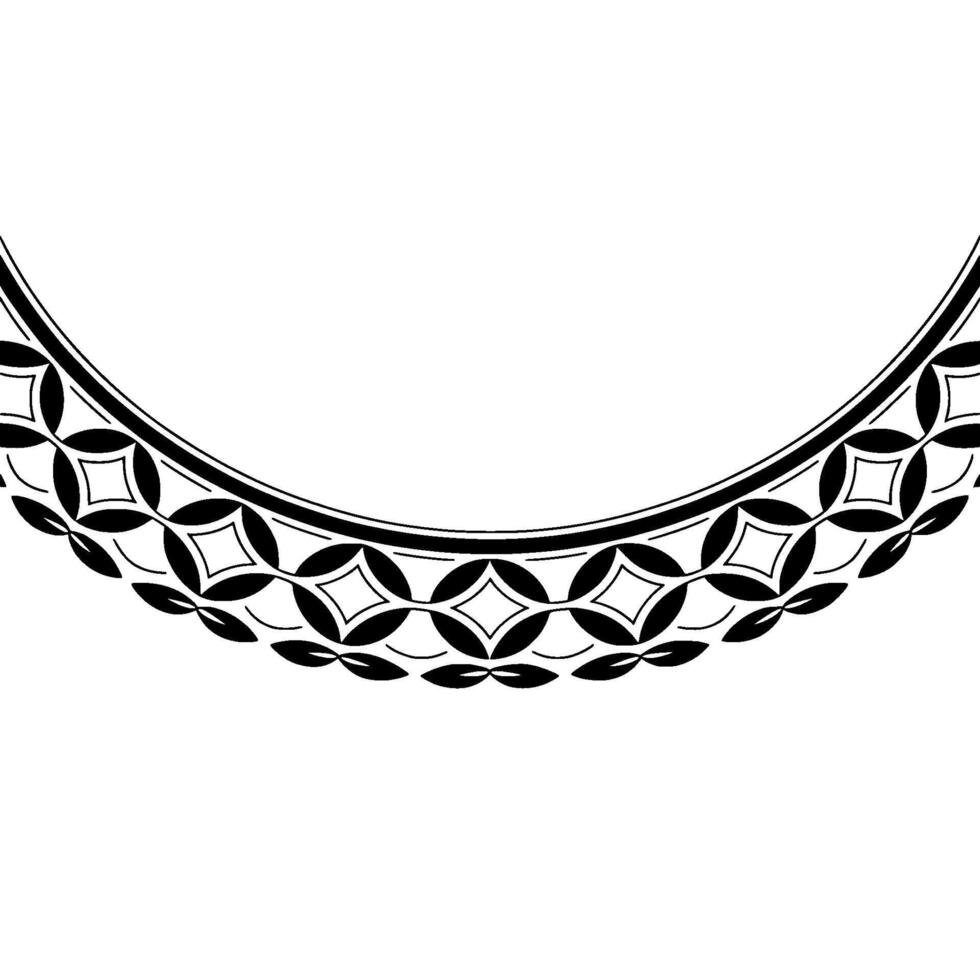 Minimalist Black White Geometric Floral Border. vector