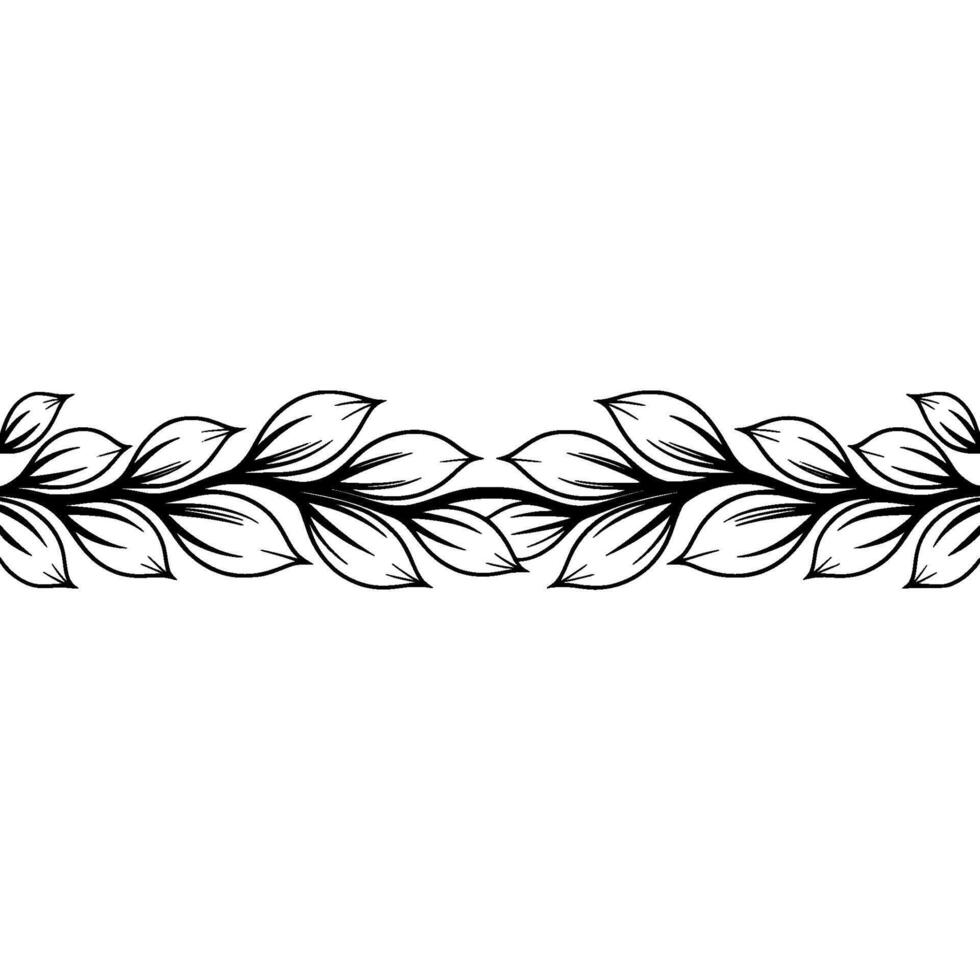 Elegant Floral Border Minimalist Leaf on White. vector