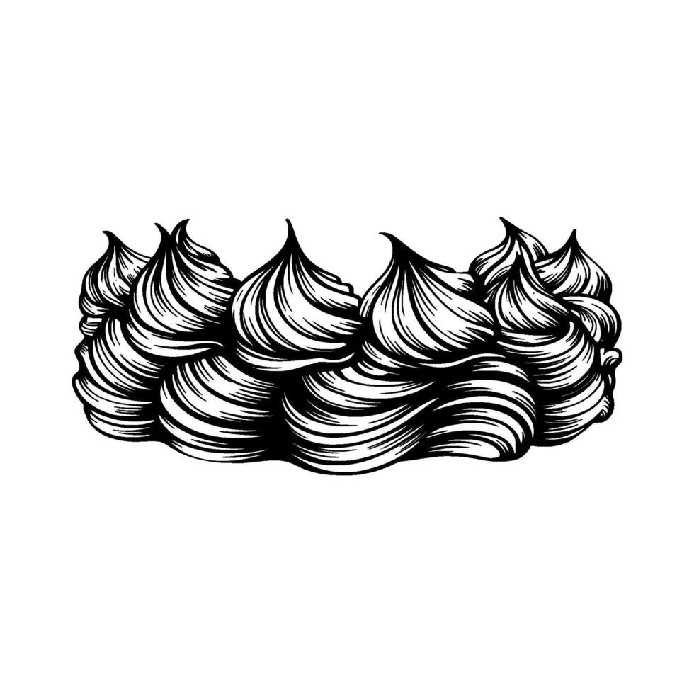 Abstract Swirls Black and White Ink Illustration on White Background. vector