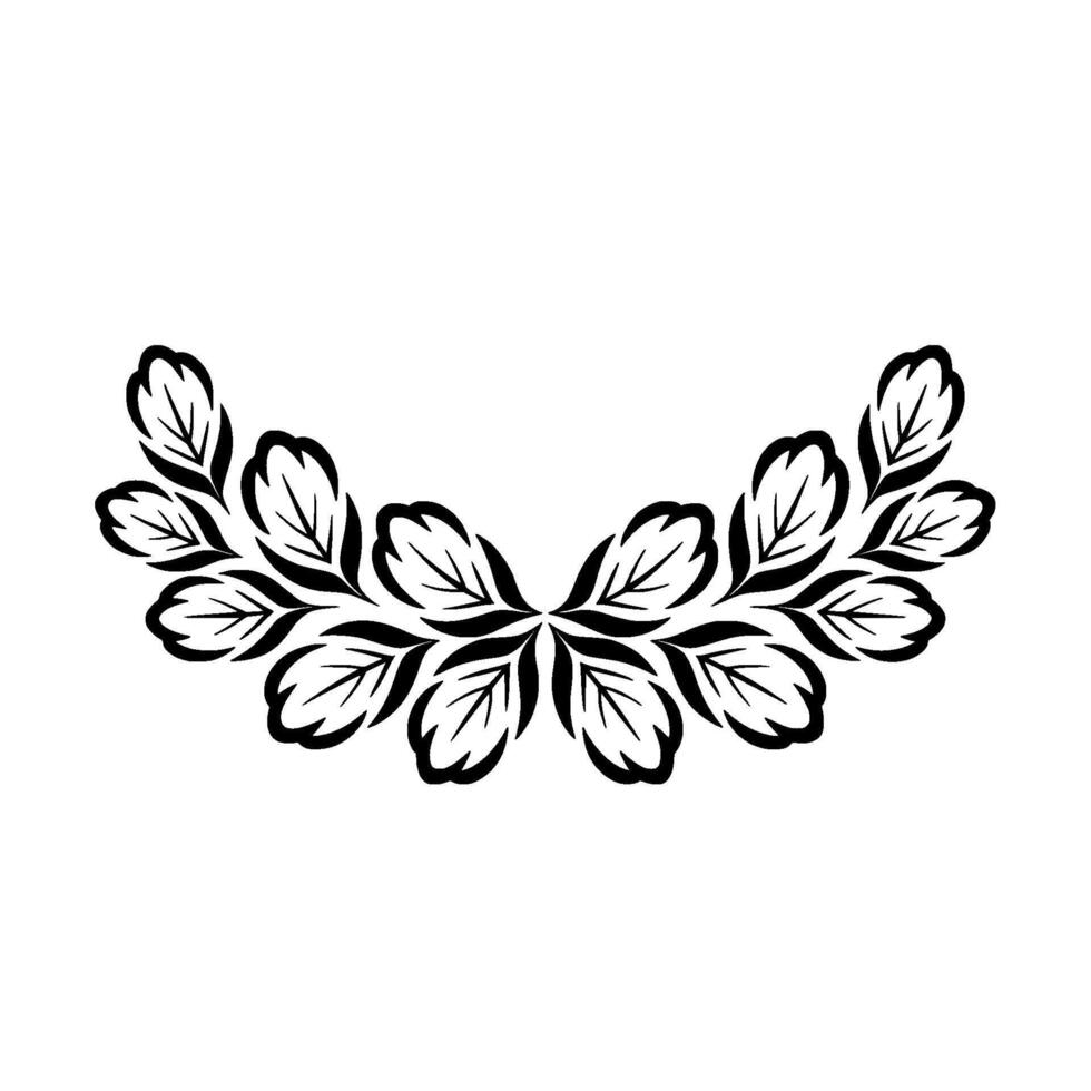 Elegant Black Leafy Wreath on White Background. vector