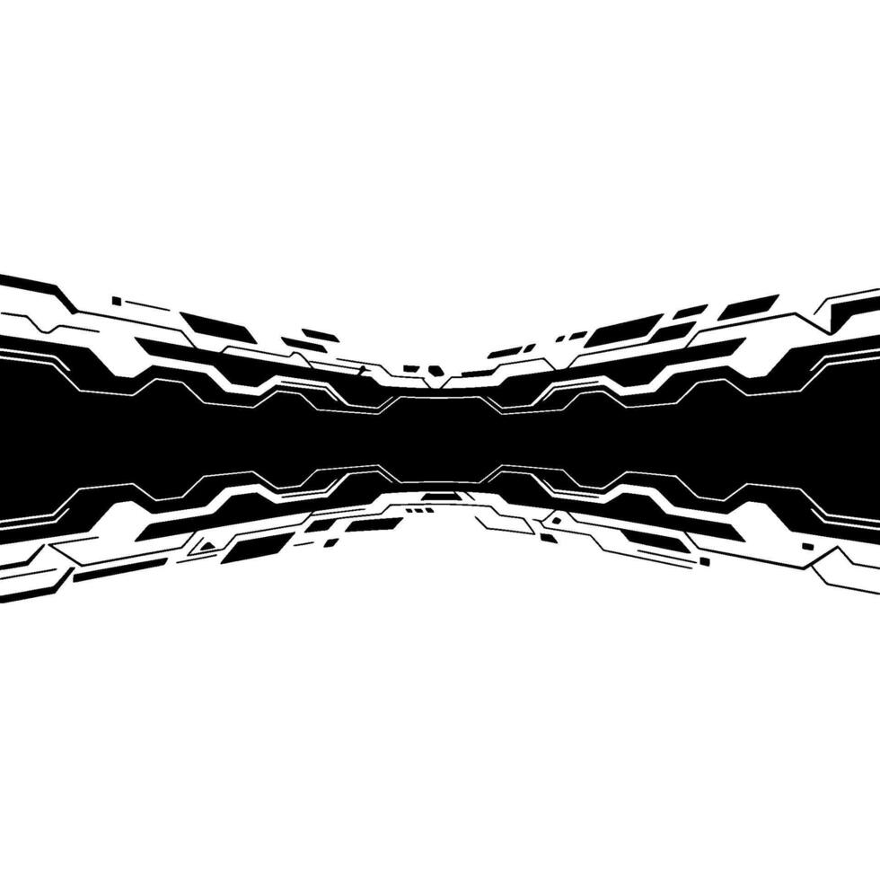 Tech Interface Abstract, Black Lines on White Space, Digital. vector