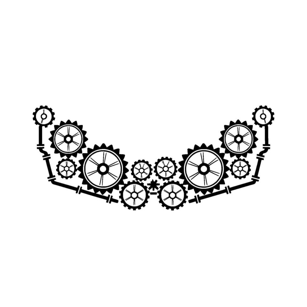 Mechanical Gear Arrangement in Black and White, Modern Tech Illustration. vector
