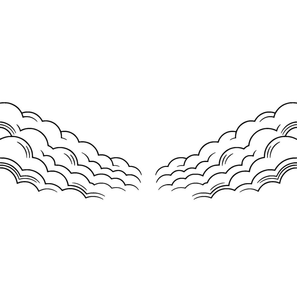 Minimalist Cloudscape Comic Style Black and White. vector