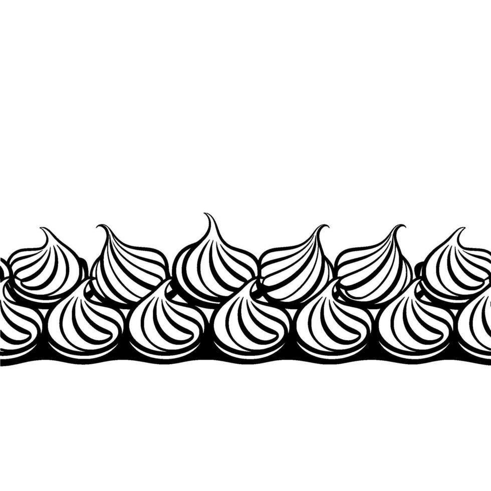 Elegant Frosting Border Minimalist with Swirls, BW, Creamy Texture. vector