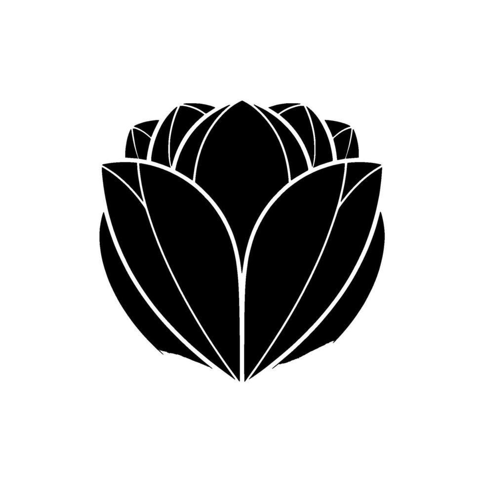 Elegant Black Lotus with Shadow Negative Space, Modern Floral. vector